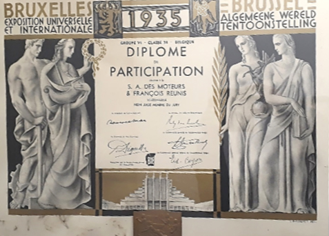 1935. Brussels universal and international exhibition.  Certification of participation. 